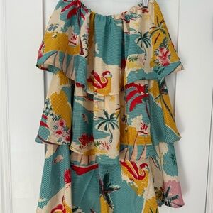 Tropical Strapless Dress Doubles as a Skirt! Size L